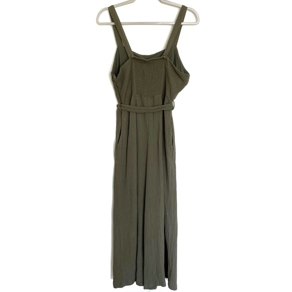 Rachel Zoe | Women's Olive Green Belted Wide Leg Crop Jumpsuit | sz 8 - Picture 3 of 6